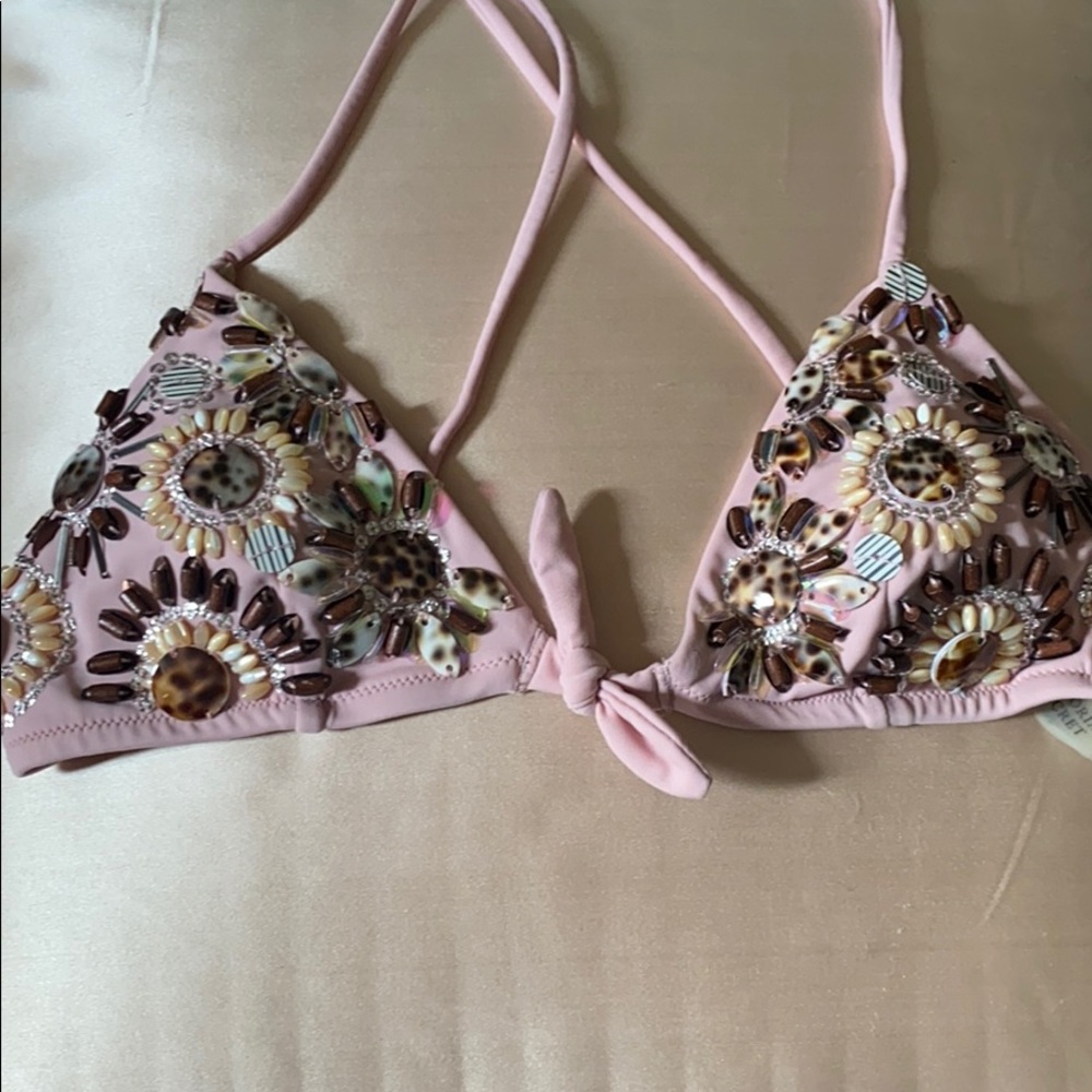 VICTORIAS SECRET BEADED CRYSTAL BIKINI TOP